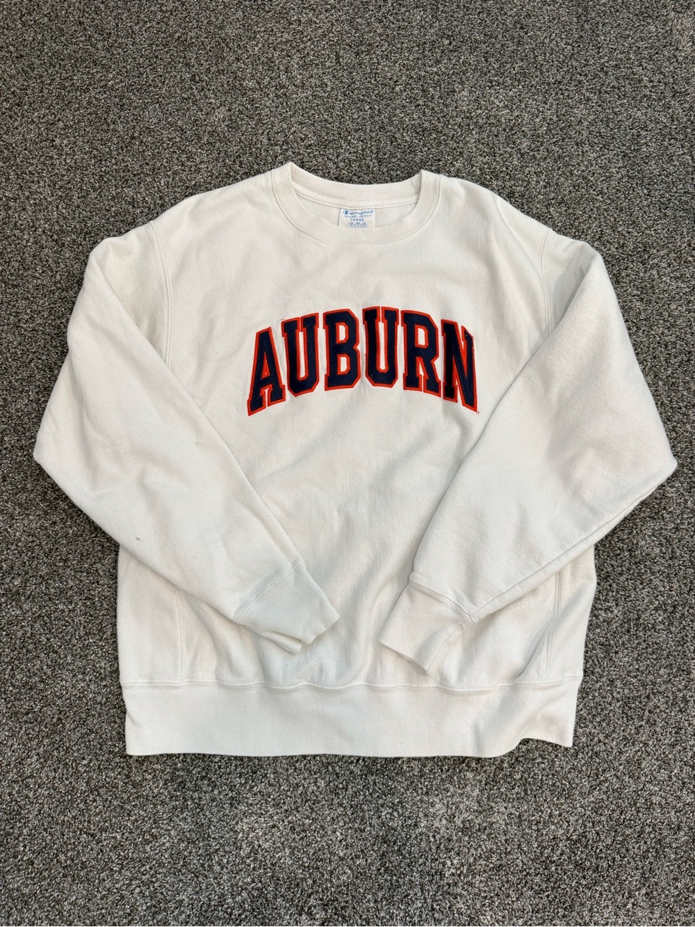 Champion White Auburn Arch Logo Crewneck Sweatshirt